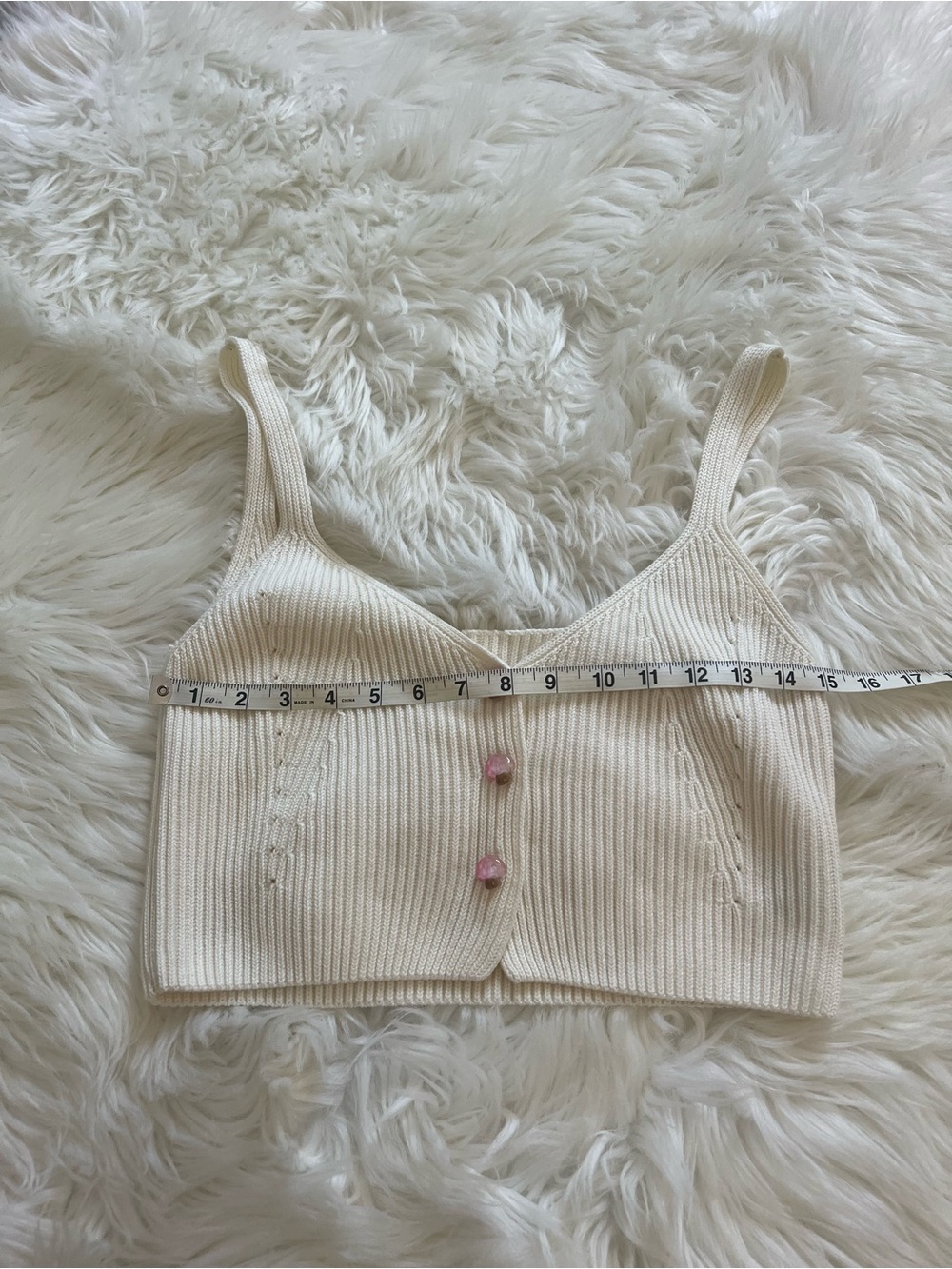 Cider Mushroom Ribbed Knit Button Front Crop Top Size XL - Picture 3 of 6